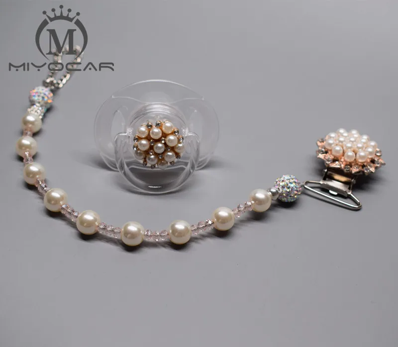 Красивая жемчужная пустышка MIYOCAR с цепочкой зажимы для пустышки зажим зубов