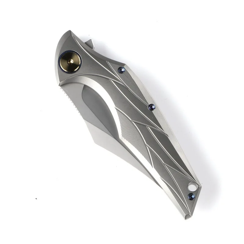 

Green thorn original Yanyue folding knife M390 blade TC4 Titanium 3D handle outdoor camping hunting pocket fruit Knives EDC tool