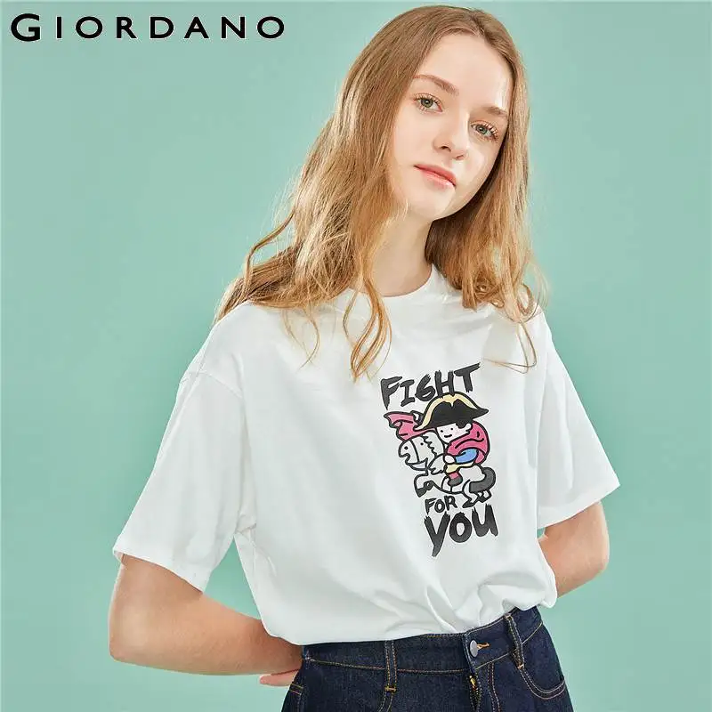 Мужские и женские футболки для пар Giordano стильная футболка унисекс с графическим