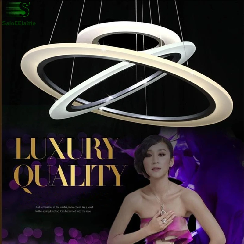 

Modern Remote Control Dimmable Aluminium Acrylic Ring Led Chandeliers Lustre Luminaria Led Pendant Chandelier Lighting Fixtures