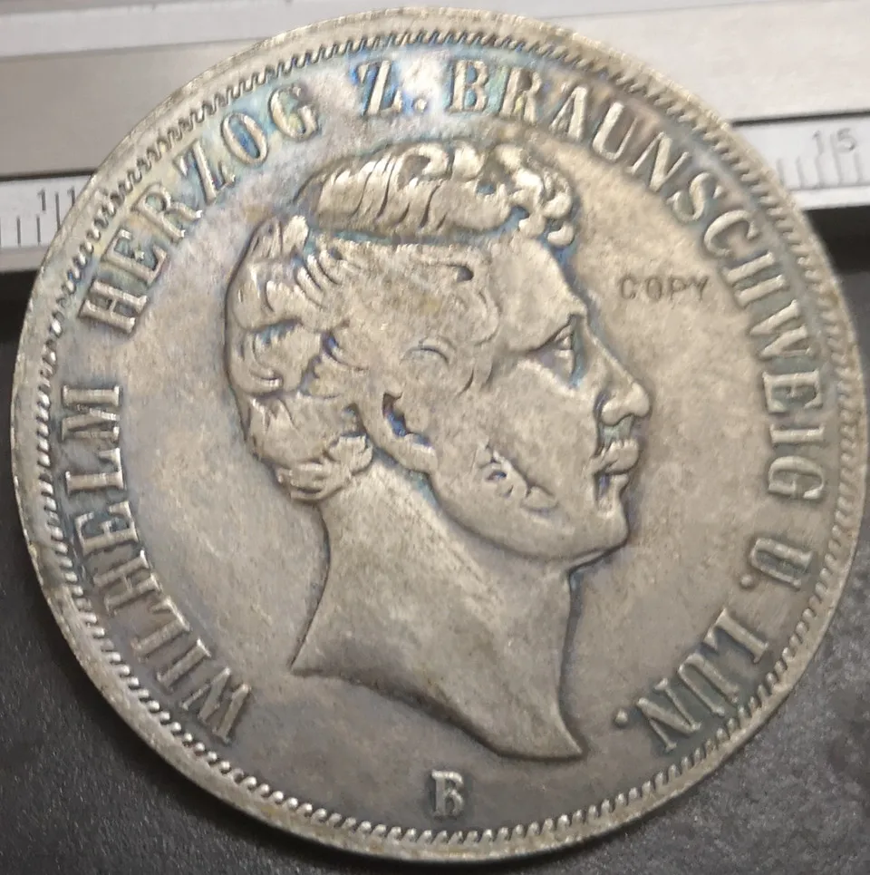 Германия States 2 thaler 1854 B Посеребренная копировальная монета|Безвалютные монеты| |