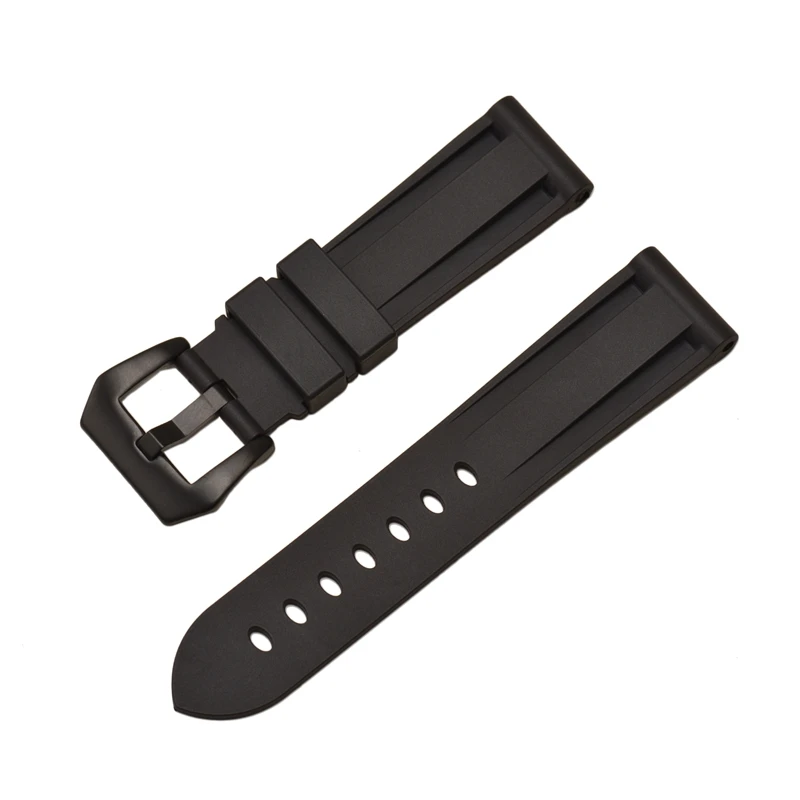 black black clasp HQ силиконовый ремешок 20 22 24 26 мм камуфляжные часы силиконовый браслет резиновый сменный Браслет наручных часов для PAM ремешок и стальная пряжка - Цвет ремешка: black black clasp