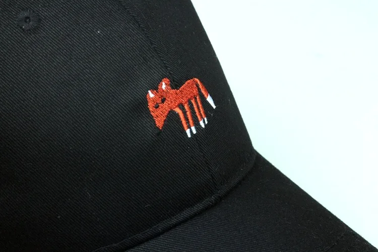 Однотонная бейсболка с вышивкой в виде лисы регулируемая хлопковая кепка для