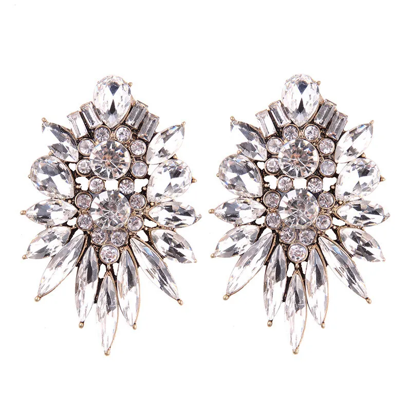 Girlgo Лидер продаж Bijoux Кристалл Геометрическая Серьги-гвоздики для Для женщин Подарки себе Винтажные серьги ювелирные изделия Новая мода Дизайн Boho - Окраска металла: White