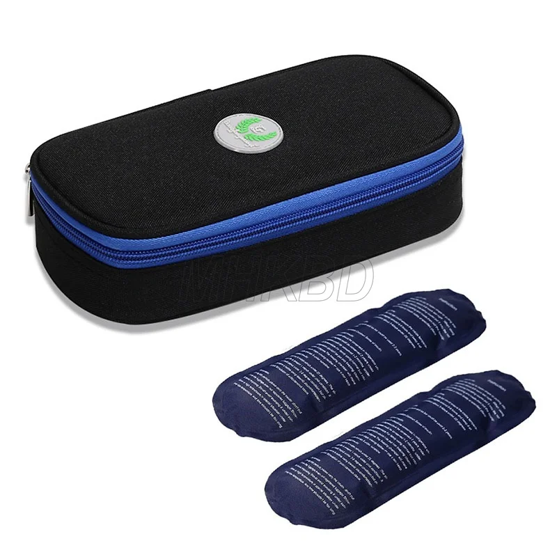 black waterproof MHKBD портативный чехол-холодильник для инсулина, сумка-холодильник, органайзер для диабетиков, охлаждающий лекарство для диабетиков, прохладное с 2 упаковками льда - Цвет: black waterproof