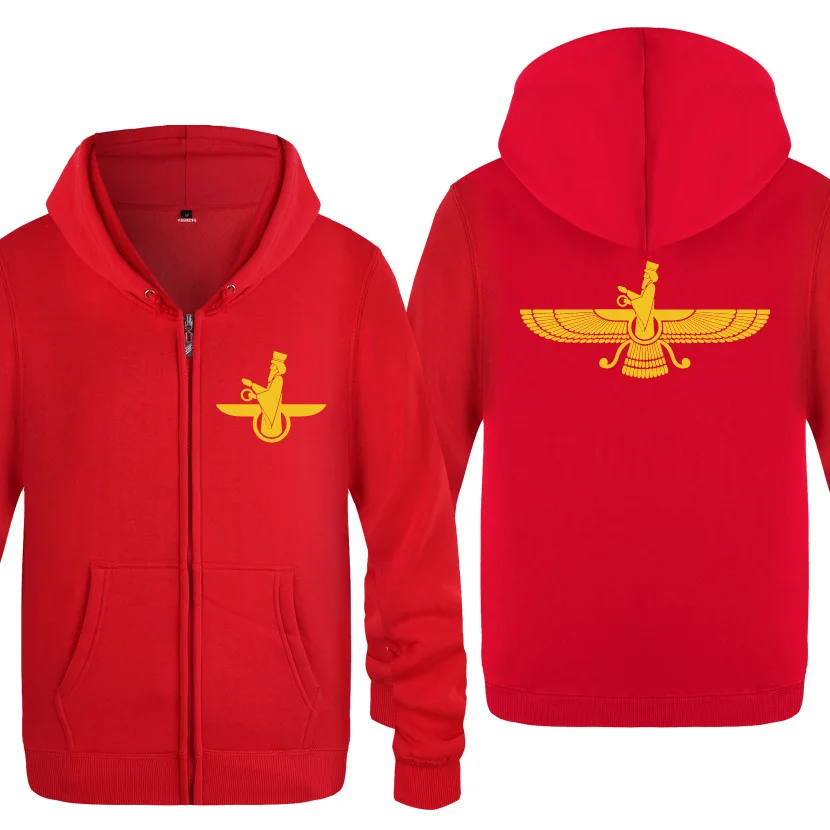 red hoodie 8 Мужские толстовки на молнии Farvahar Iran perasia Symbol Iran персидский зороастриан мужская толстовка с капюшоном флисовая мужская куртка с длинным рукавом Толстовка - Цвет: red hoodie 8