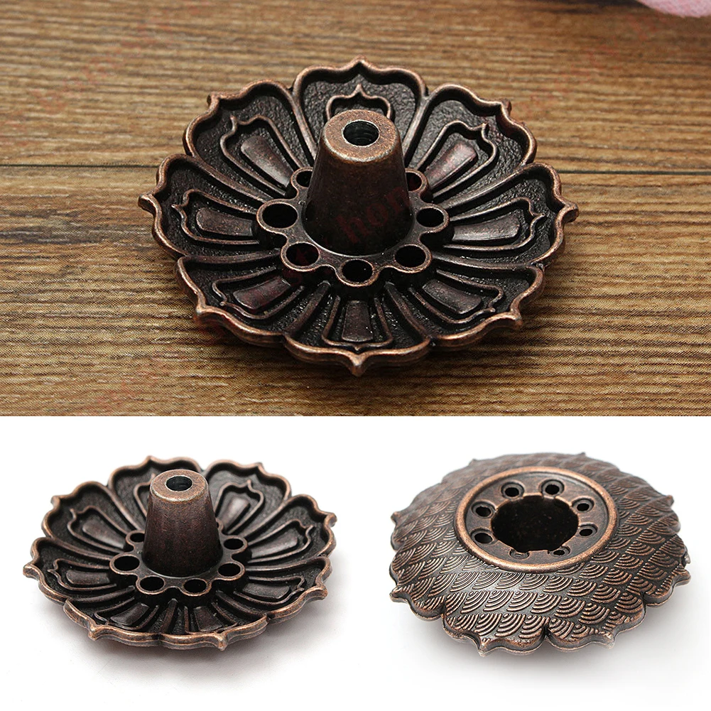 9 отверстий место цветок статуя конус ладана держатель пластина ценсер медная