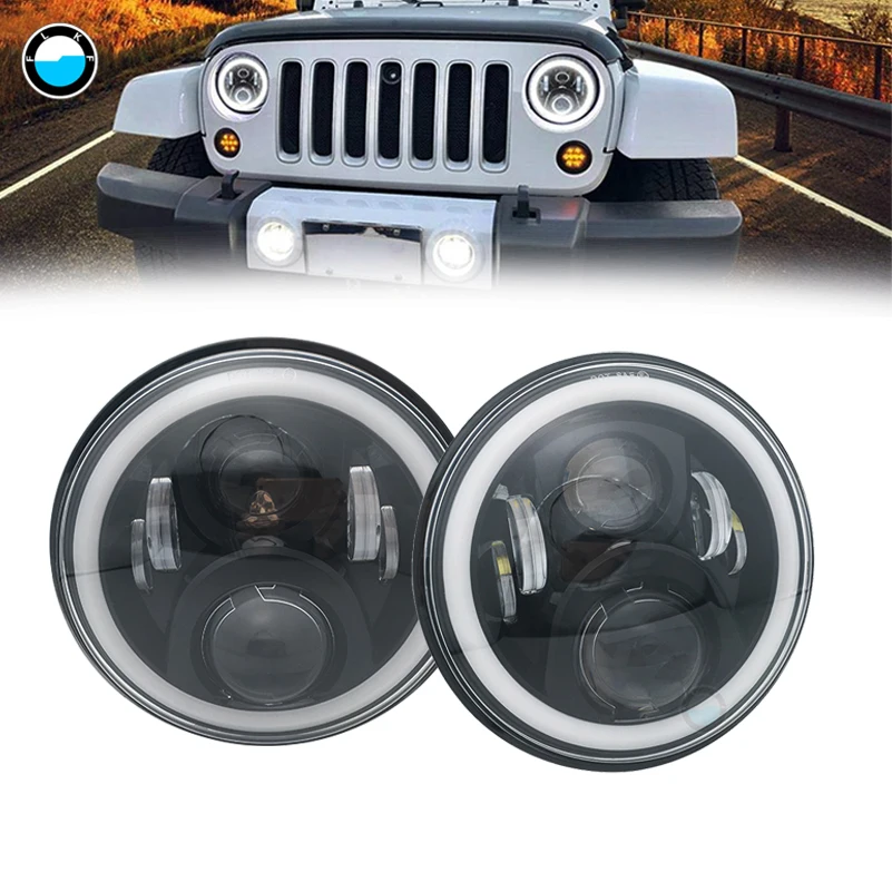 7 дюймов светодиодный фары во главе угла дневные ходовые огни с высоким/ближнего