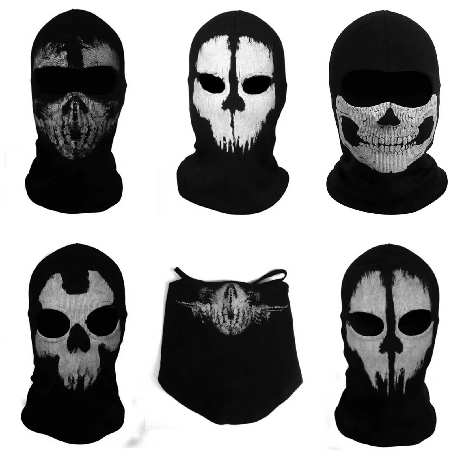 

New Hot Ghost Skull Motorcycle Full Face Mask Balaclava For Motorbike Cycling Windproof Breathable Airsoft Game Cosplay Mask
