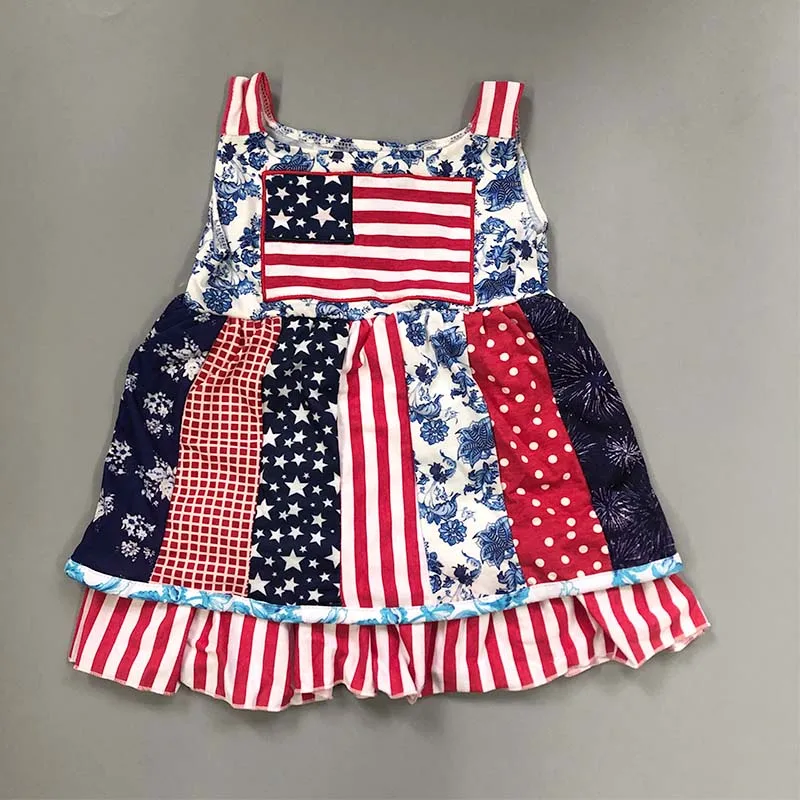 2019 Kids Summer Outfits the Stars And Stripes Dress Ruffles Pants conice nini Boutique Clothing Set Baby Girls Clothes | Детская одежда