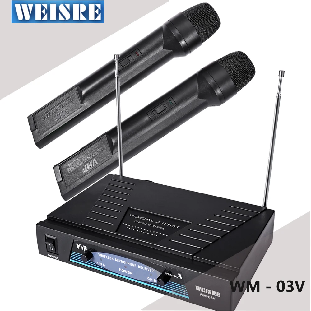 Горячая Распродажа WEISRE WM 03V Профессиональный двухканальный караоке беспроводной