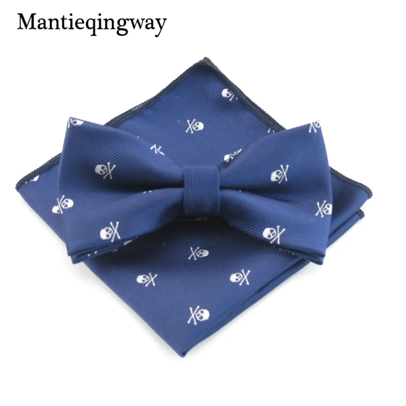 Mantieqingway деловой 23*23 см мужской платок полиэстер галстук-бабочка набор Череп
