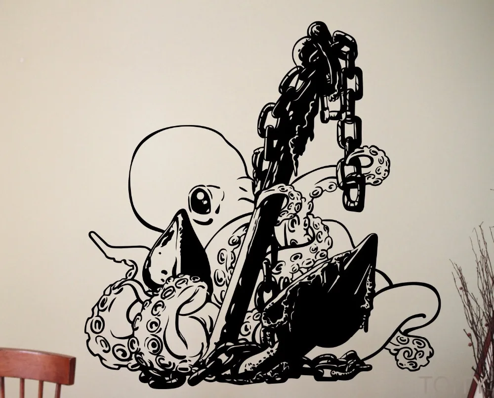 

Виниловая наклейка в виде осьминога, настенная наклейка в виде щупальцев, морских животных, декоративное черное художественное украшение д...