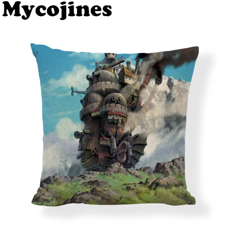 Cartoon Cushion Cover 45x45cm Animation Woman Child Green Home Bedroom Dormitory Sofa Decoration Linen Holiday Gift Pillow Case | Дом и сад