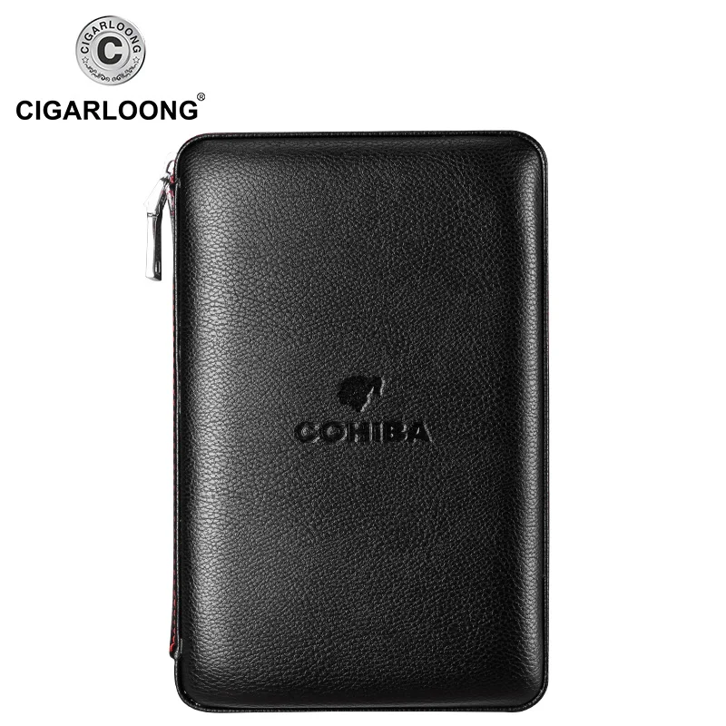 COHIBA черный/коричневый кожаный чехол для сигар с отделкой из кедра хьюмидор