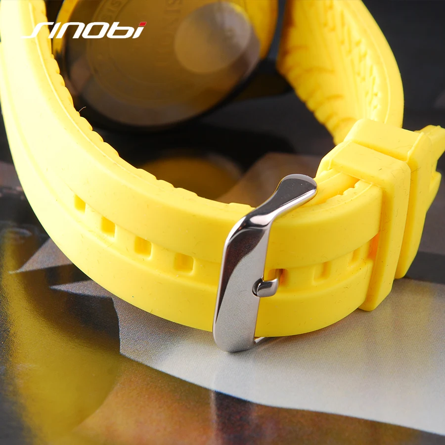 Sinobi 2015 новый открытый спорт кожаные мужские часы водонепроницаемый кварцевые