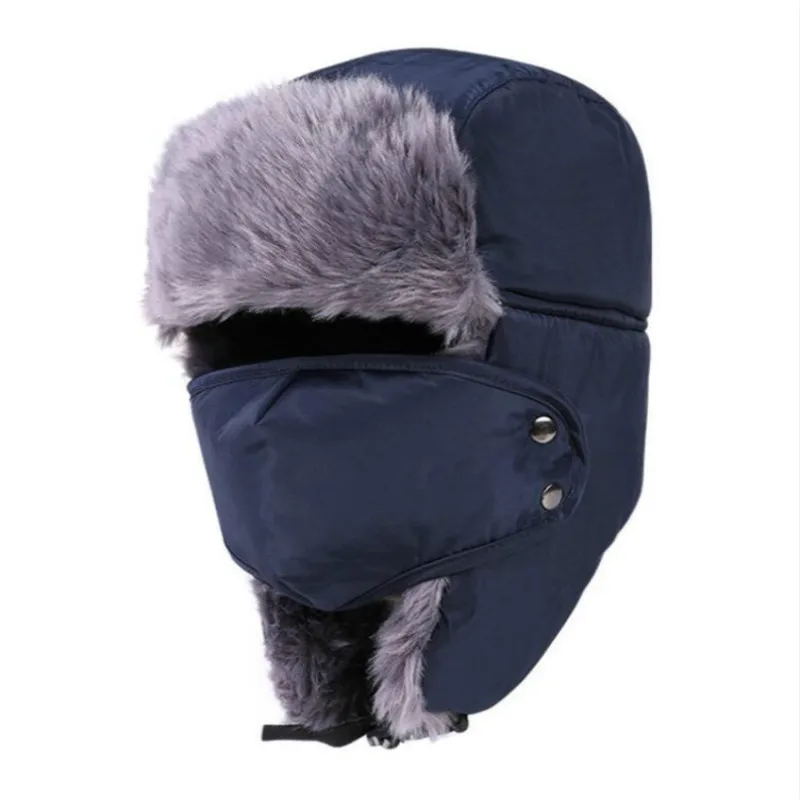 Шапка ушанка с капюшоном из искусственного меха|aviator cap|bomber hatear flap |
