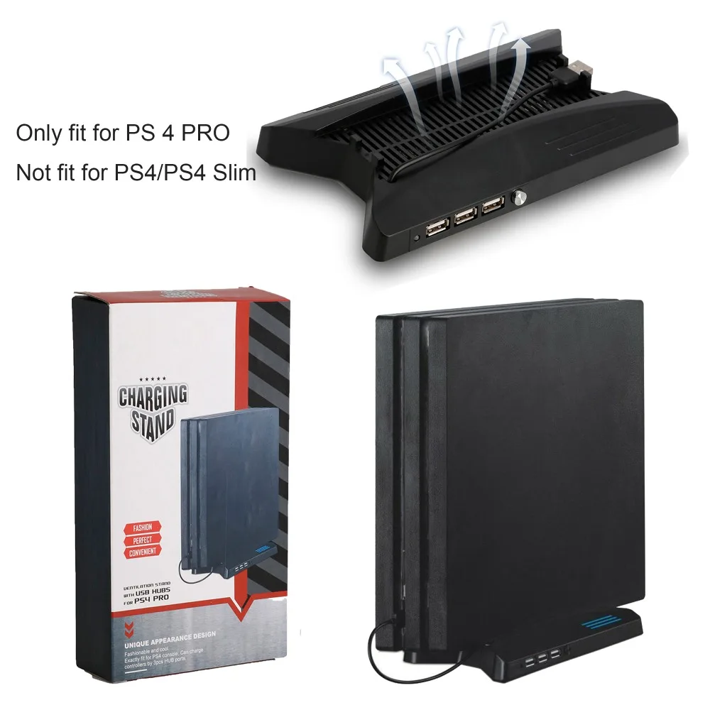 Многофункциональная вертикальная подставка для PS4 ProHolder + охлаждающий вентилятор