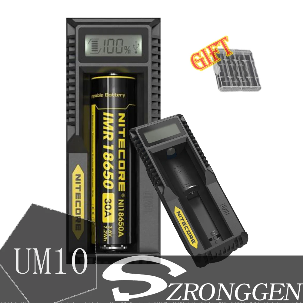 100% оригинальное Nitecore UM10 цифровое умное USB зарядное устройство 18650 17650 17670 RCR123A 16340