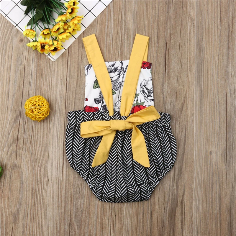 2019 летнее боди для малышей одежда с цветочным рисунком маленьких девочек