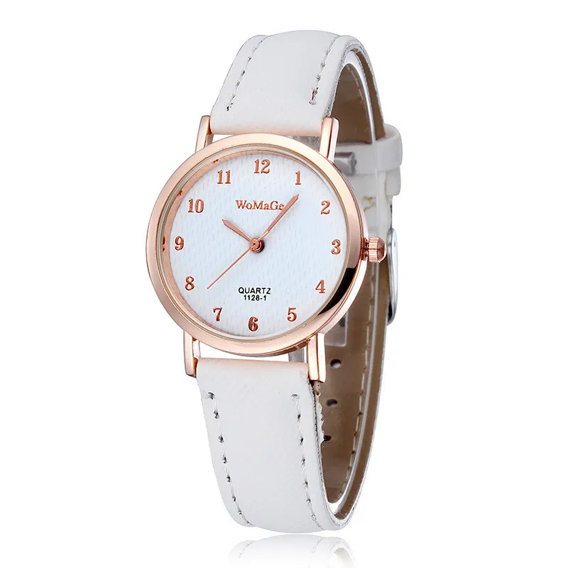Женские наручные часы с кожаным ремешком простые кварцевые текстильным подарок