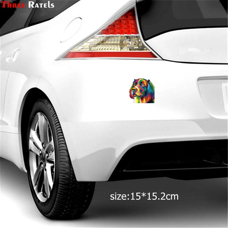 Three Ratels TZ-1520#15*15.2см Золотой ретривер собака наклейки на авто полноцветные машину