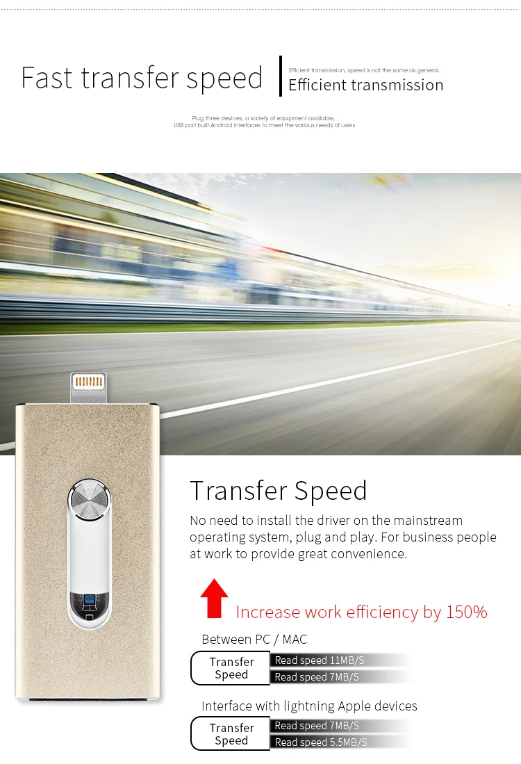 Dropshipping USB Flash Drive For iPhone X/8/7/7 Plus/6/6s/5 ipad Metal Pen drive HD Memory Stick 8G 16G 32G 64G 128GFlash Driver