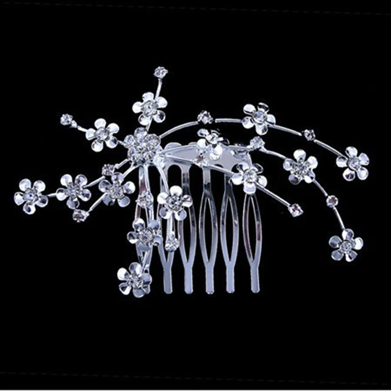 TREAZY Crystal Wedding Bridal Jewelry Plum Blossom Hair Comb Tiara Crown Silver Color Baby Princess Accessories | Украшения и