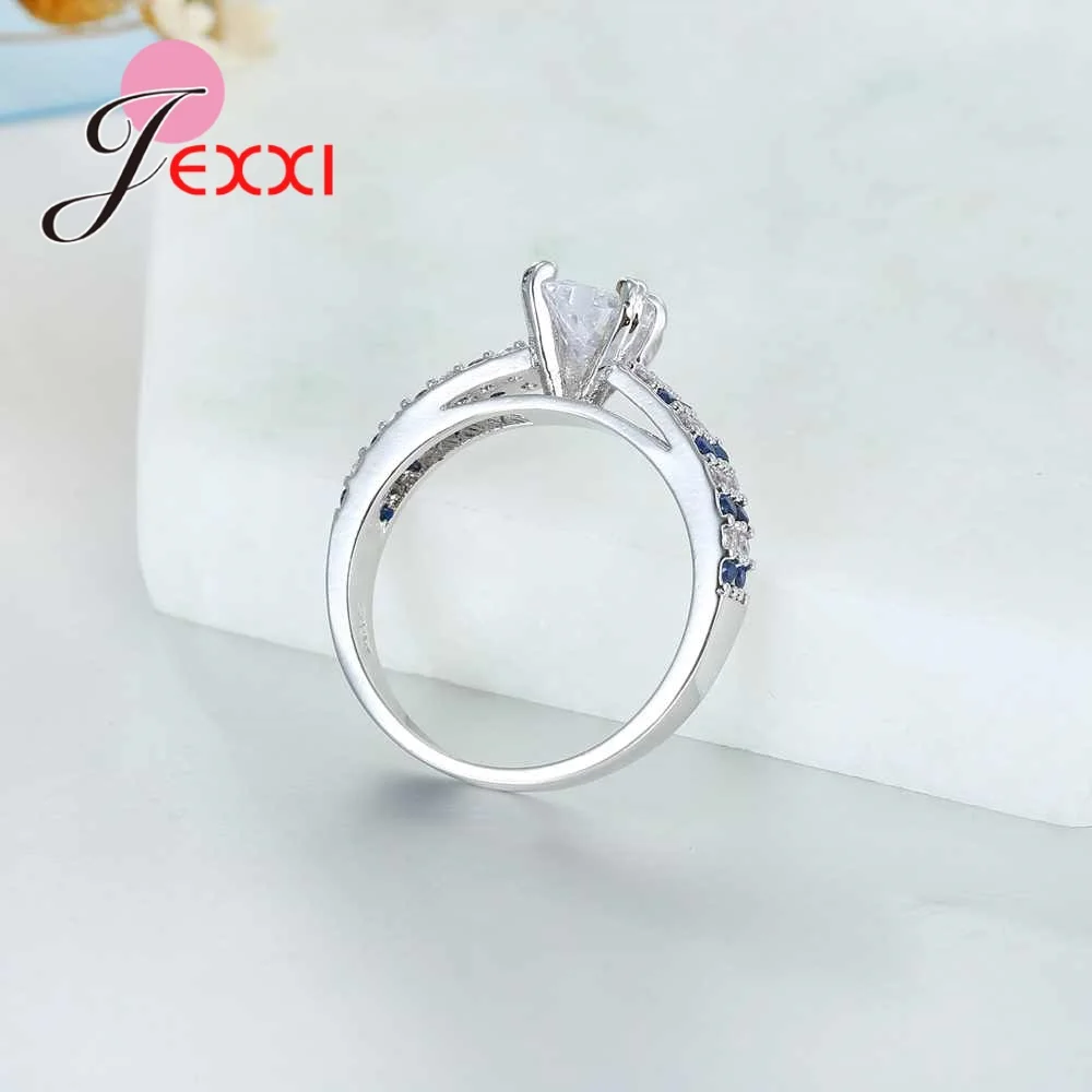 Simple Heart Crystal Wedding Engagement Rings For Women Fashion Bands Style Cubic Zirconia Proposal Finger Ring Jewellery