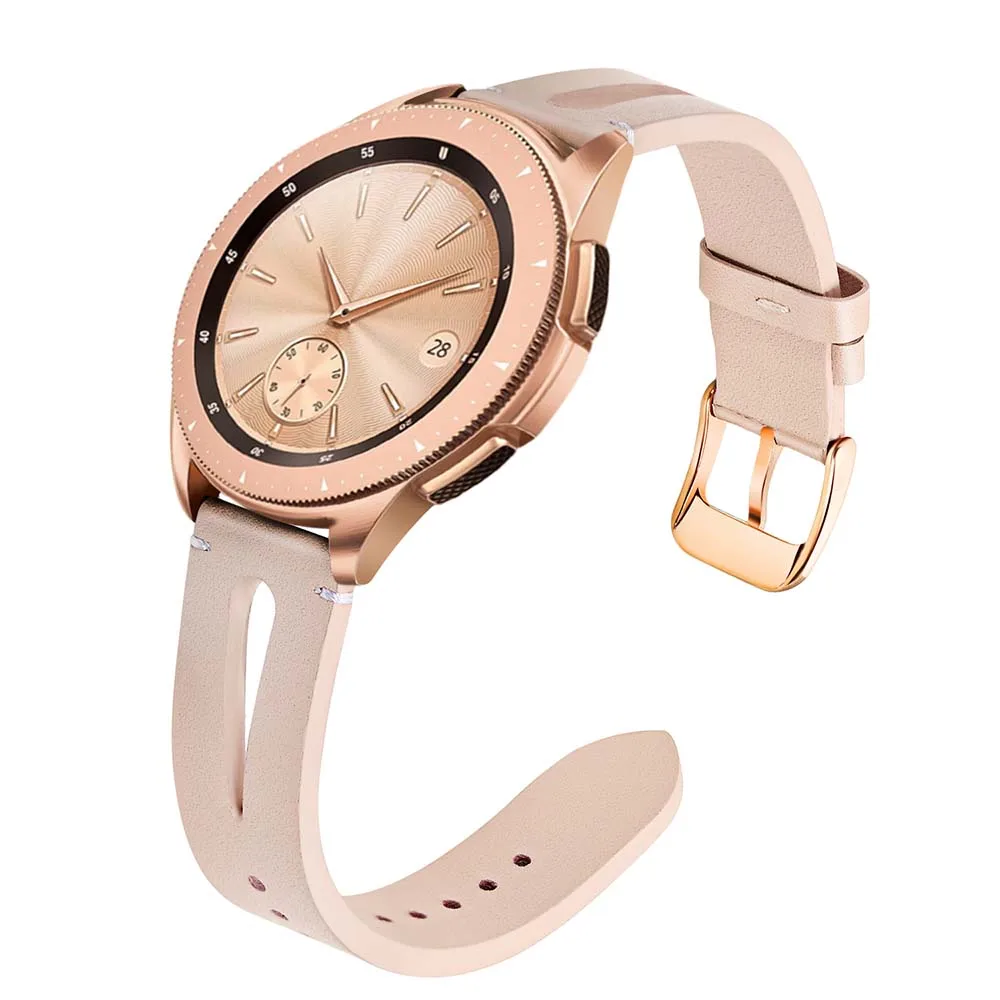 Pink 20 мм Цветок Натуральная кожа ремешок для samsung Galaxy Watch 42 мм/Active 2 40 мм 44 мм/gear S2 классический ремешок для женщин - Цвет ремешка: Pink