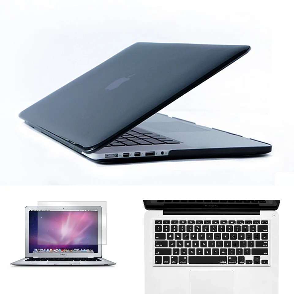 Clear Black RYGOU прорезиненный матовый кристально чистый жесткий чехол для Macbook Pro 15 с CD-ROM A1286 или Mac Book Pro retina 15,4 дюймов A1398 чехол - Цвет: Clear Black