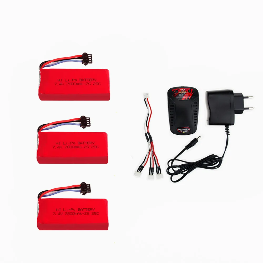 1 2 3 шт. 7 4 в 2800 мАч 25C Lipo батарея SM 4P вилка с зарядным устройством для Udi UDI902 UDI002 Huanqi