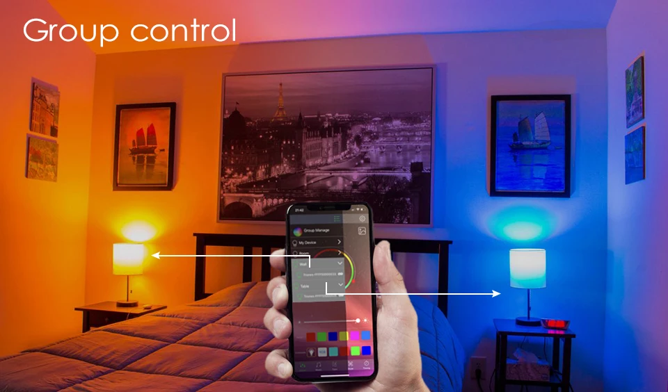 Умный светодиодный Беспроводной лампочка Bluetooth B22 10 Вт RGB Меняющие цвет лампы Регулируемый AC 85-265 V приложение Управление IOS/Android лампада