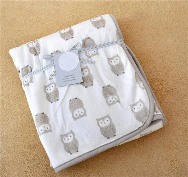 Модное детское одеяло carters в европейском стиле С Рисунком Слона и совы голубое до
