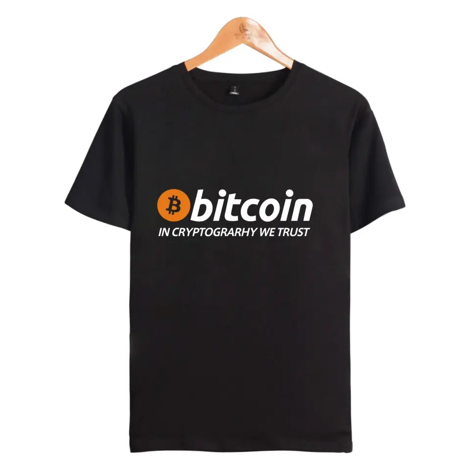 Два шага Новый Bitcoin в cryptograrhy We Trust футболка Для мужчин женщин Летняя одежда