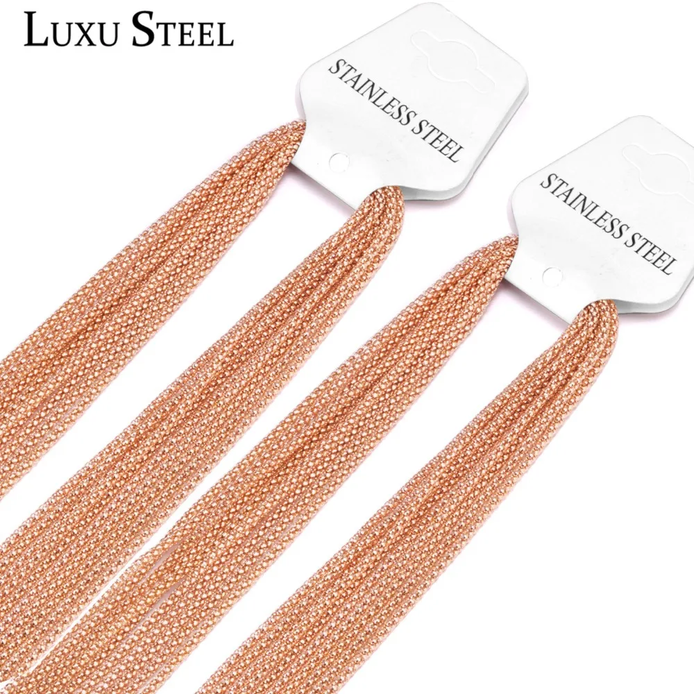 Цепь LUXU STEEL 10 шт./лот оптовая продажа ожерелья шириной 2 мм 45/50/55/60 см круглая из