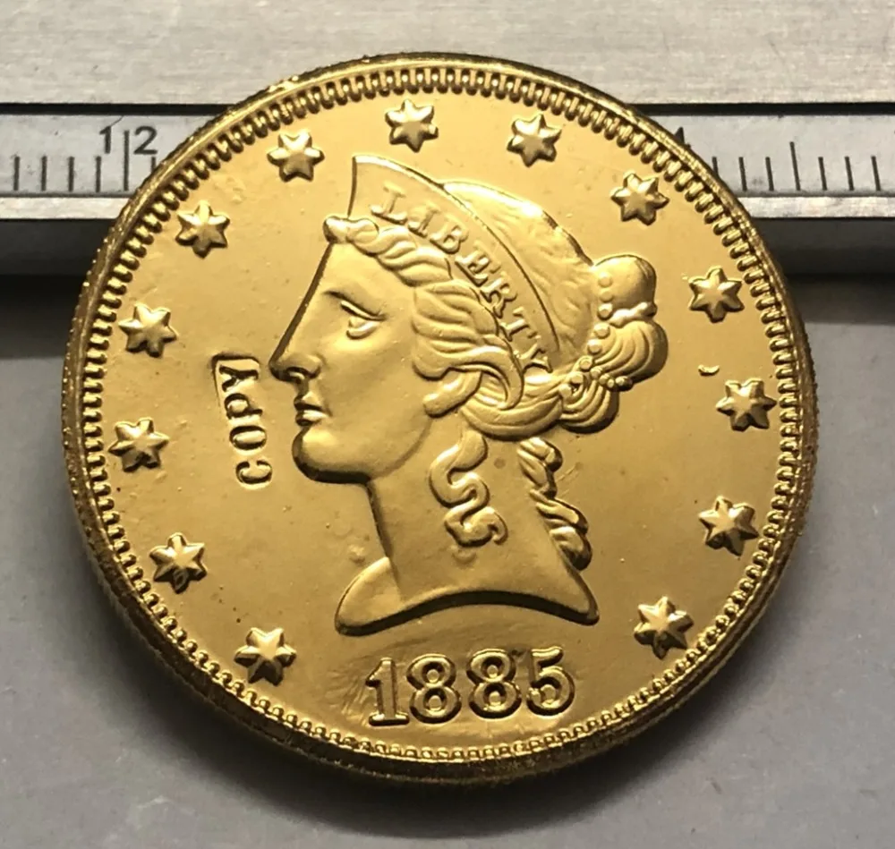 1885 США Свобода голова (девиз на обратной стороне) $10 Золотая копия монета