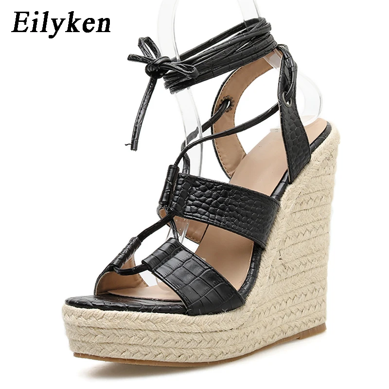 Eilyken/Новинка 2021 года Высококачественные однотонные Босоножки на платформе со