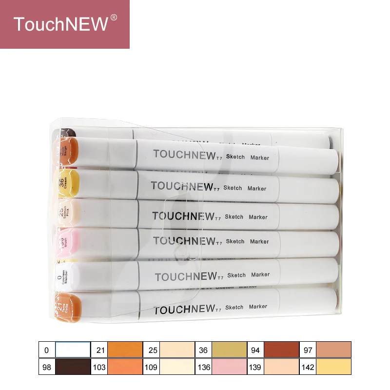 T7-W-12-Skin-tone TouchFIVE 12/24 набор тонов кожи, маркеры на спиртовой основе с двойным наконечником для рисования и скетчинга, высокое качество чернил - Цвет: T7-W-12-Skin-tone