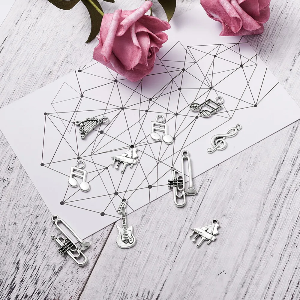 5 комплектов музыкальных инструментов подвески из сплава в тибетском стиле