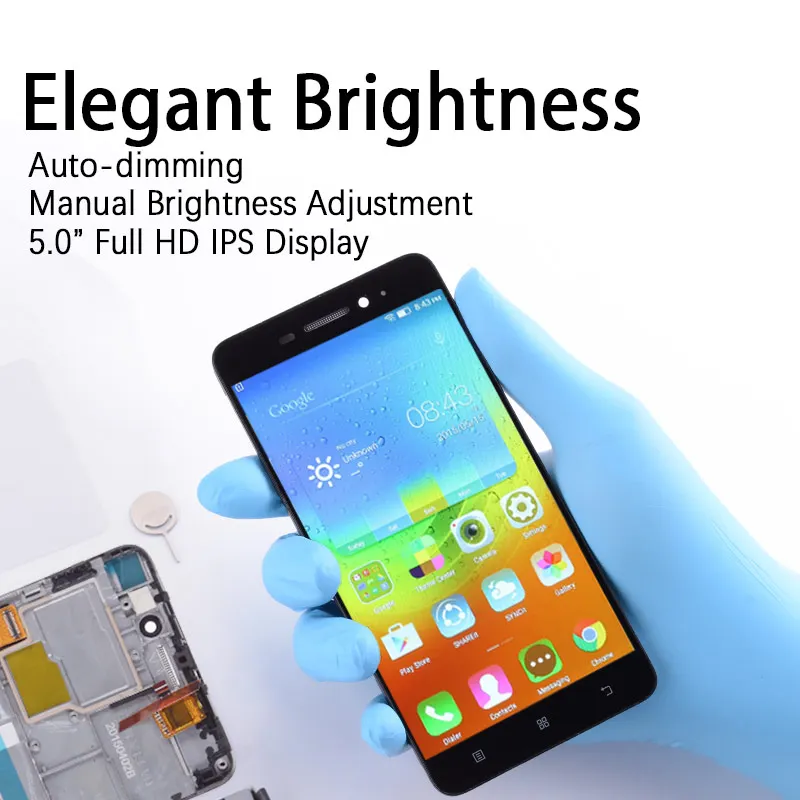 Дисплей для Lenovo S60 S60W S60T S60A LCD в сборе с тачскрином на рамке черный белый
