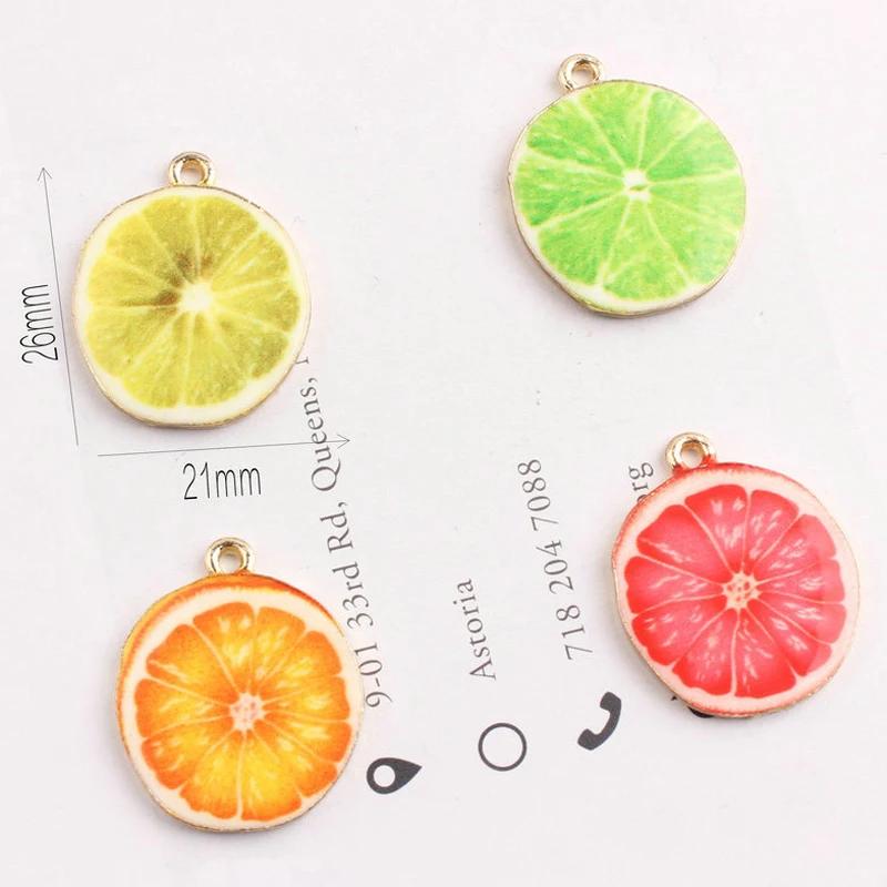 5 шт. эмаль лимонное яблоко клубника арбуз фрукты Серьги Подвески ручная работа