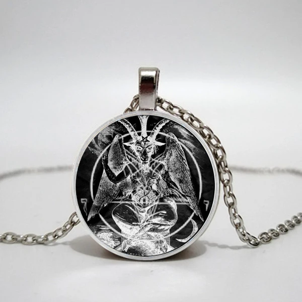 Винтажное ожерелье Baphomet со стеклянным куполом для мужчин из готического стекла