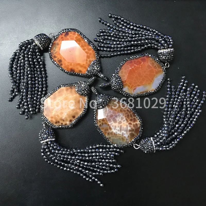 Высококачественная желтая оранжевая Длинная подвеска с кисточками в стиле ретро