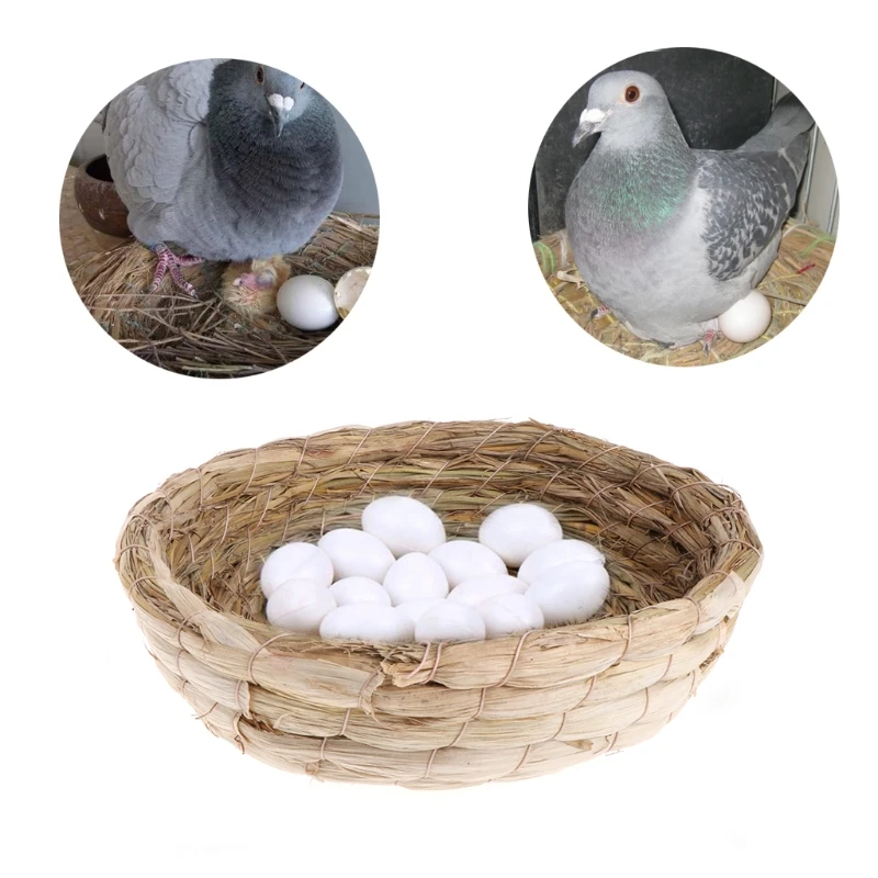 Гнездо голубей ПЛЕТЕНЫЙ НАТУРАЛЬНЫЙ соломенный кролик морские свинки плоский