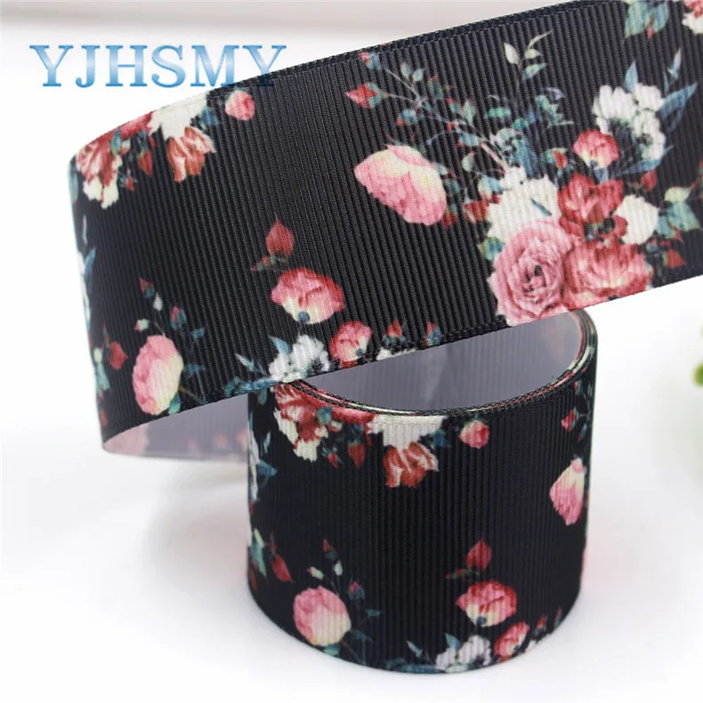 I-181110-242 YJHSMY I-181110-242, 10 ярдов/партия, 38 мм весенние ленты с цветами термотрансферные напечатанные grosgrain, подарочная упаковка своими руками материалы - Цвет: I-181110-242