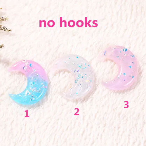 no hook 15 шт./лот, смешанные 40*35 мм, очень милые кабошоны из смолы с плоским основанием, градиентные лунные поделки для украшения своими руками - Цвет: no hook