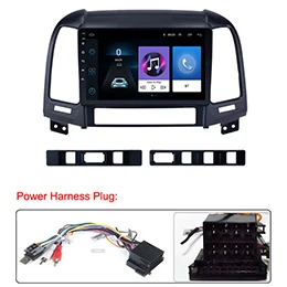 Power Harness 1 9 дюймов 2.5D ips Закаленное HD мультисенсорный экран Android8.1 NAVI для hyundai Santa Fe 2005-2012 с Bluetooth USB wifi SWC - Цвет: Power Harness 1