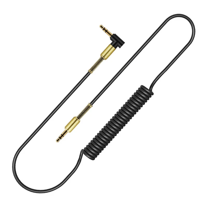 

3.5mm Male To Male 90 Degree Angle Audio Aux Spring Cable For Car Stereo MP3 PC