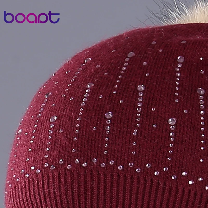 [boapt] горный хрусталь складки шерсть вязание толстый тепло реальный енот мех